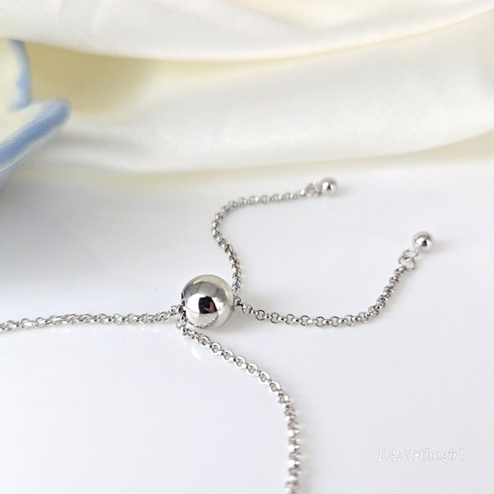 NEW White Gold Sterling Silver Bead Slider Tennis Bracelet - Picture 8 of 11